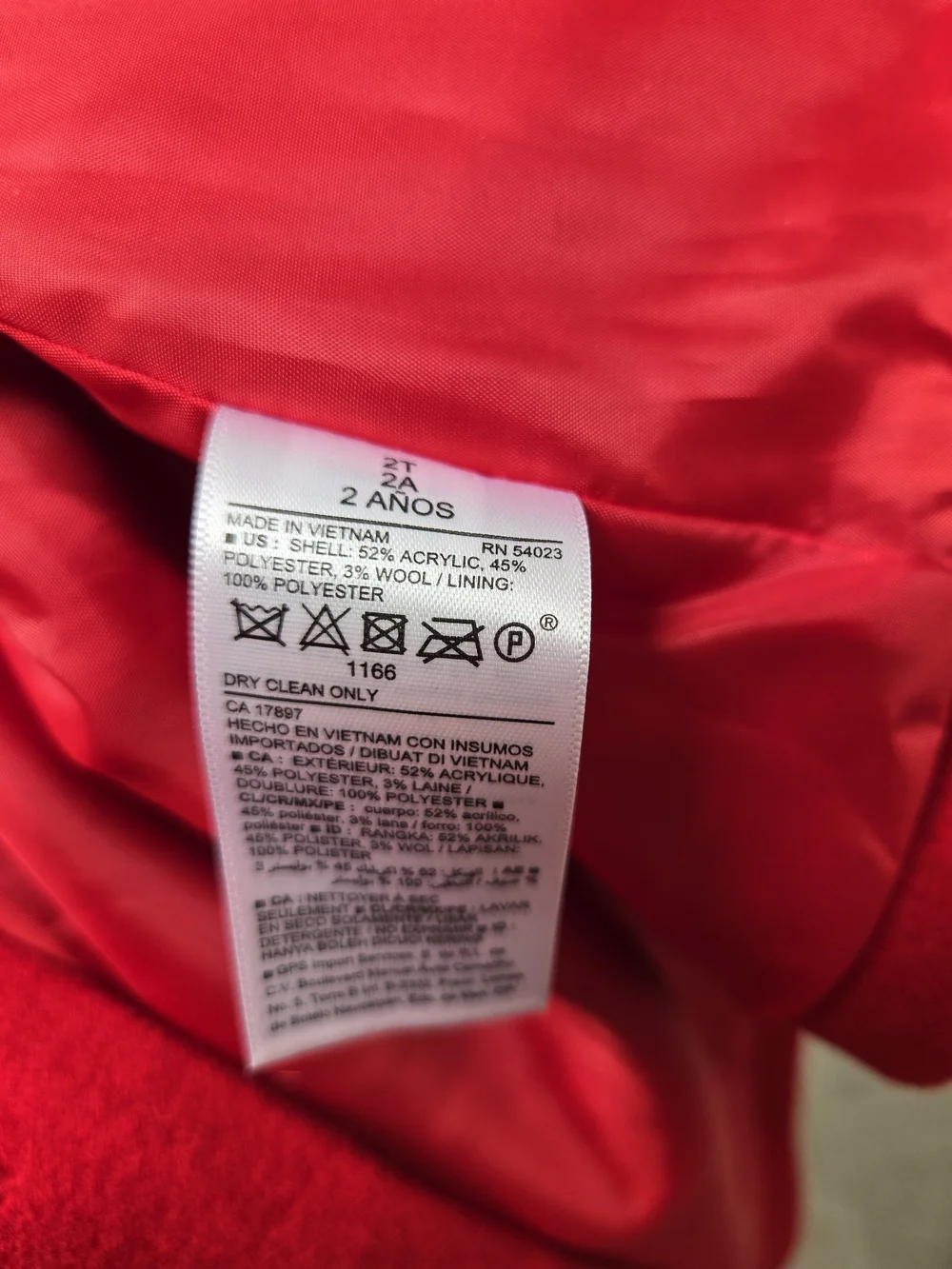 Old Navy Kids' Red Hooded Wool-Feel Coat